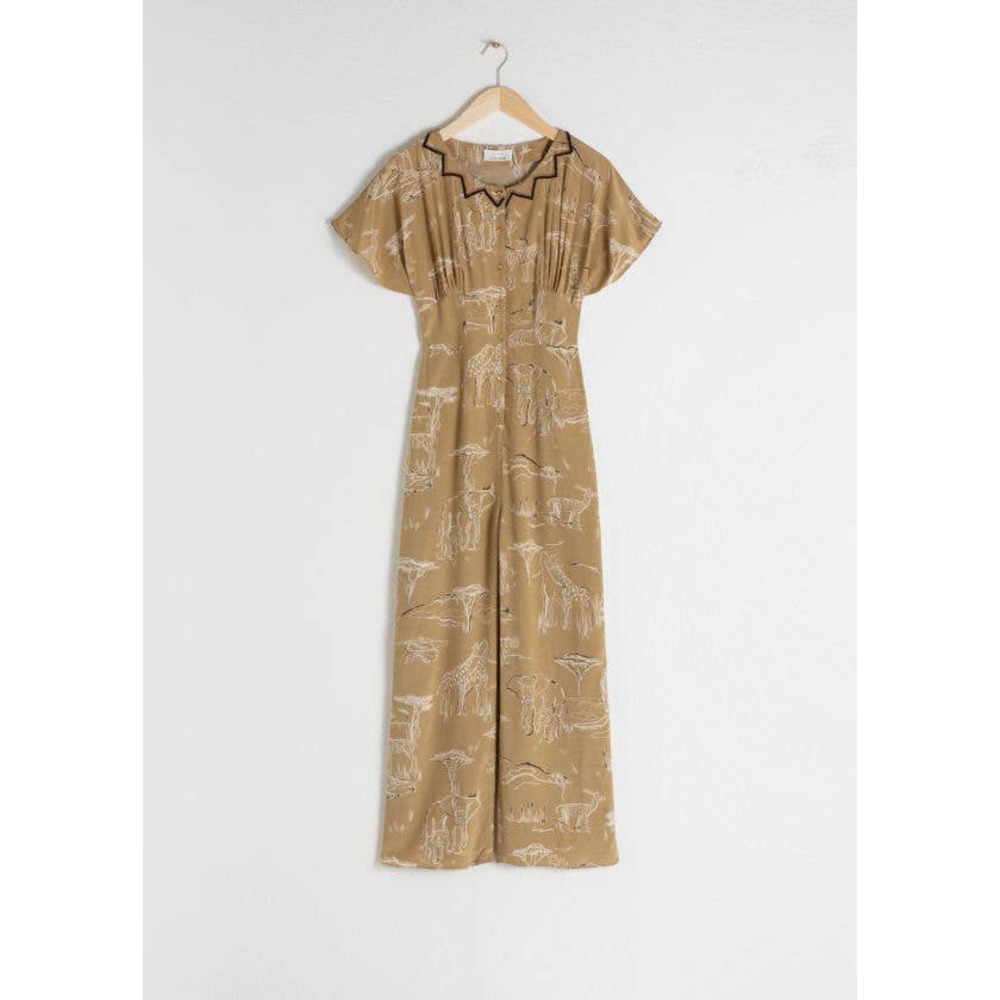 & OTHER STORIES safari print tan white jumpsuit size 0
